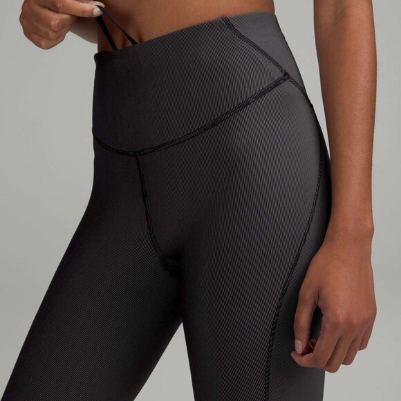 lululemon athletica Pants - NWT Lululemon Base Pace High Rise Tight 25" Two-Tone Ribbed, 6, Black/Gull Grey